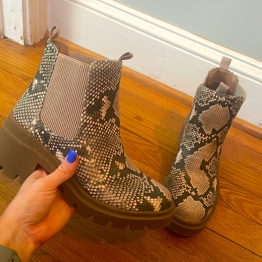 Never worn target snake booties with rubber sole